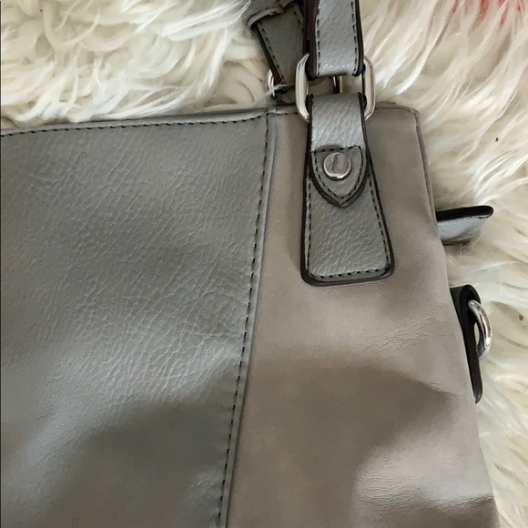 Grey Faux Leather Hobo Tote Shoulder Bag Patchwork - Picture 6 of 12